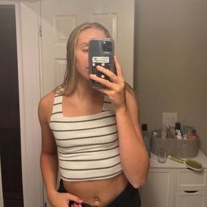 black and white striped cropped tank